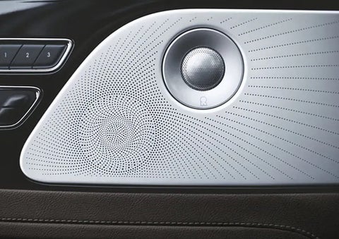 Two speakers of the available audio system are shown in a 2023 Lincoln Aviator® SUV | Oliver Lincoln in Plymouth IN