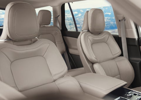 The interior of a 2024 Lincoln Aviator® SUV in the Sandstone interior color | Oliver Lincoln in Plymouth IN