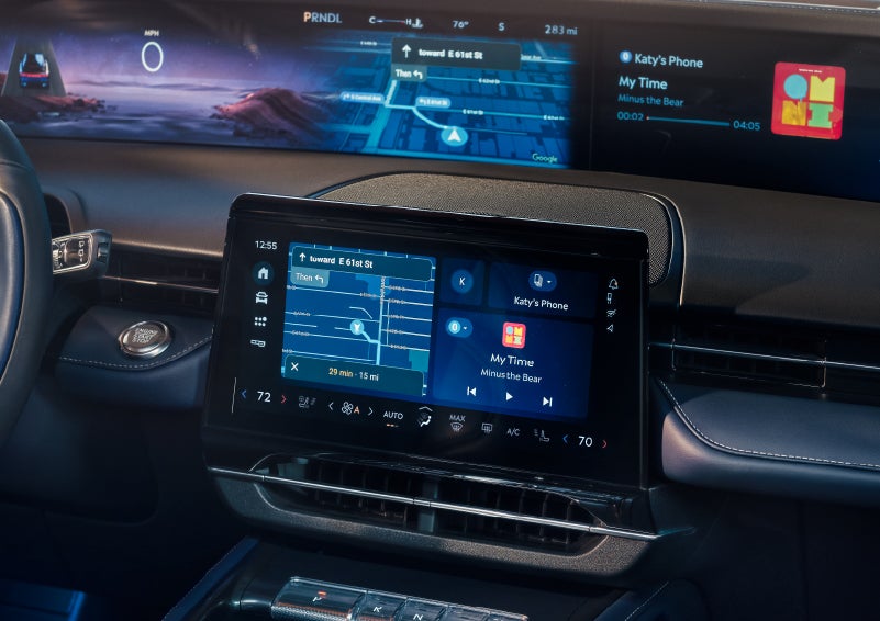 Driving directions are shown on the center touchscreen. | Oliver Lincoln in Plymouth IN