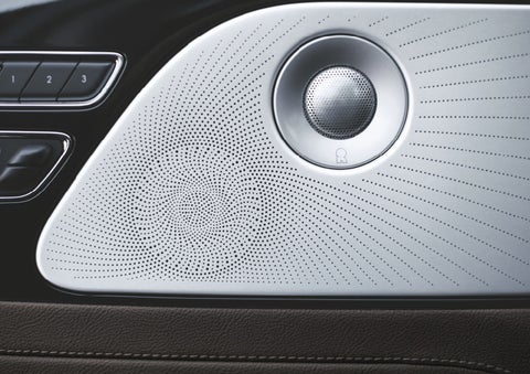 Two speakers of the available audio system are shown in a 2024 Lincoln Aviator® SUV | Oliver Lincoln in Plymouth IN