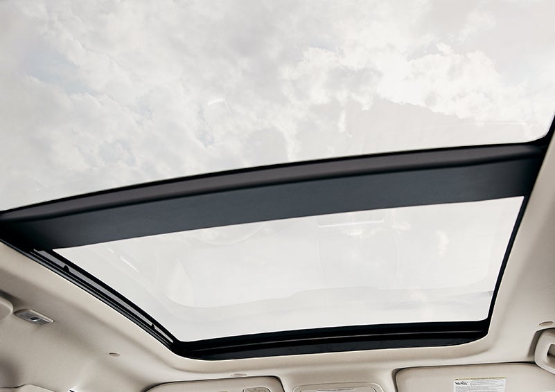 The available panoramic Vista Roof® is shown from inside a 2024 Lincoln Corsair® SUV. | Oliver Lincoln in Plymouth IN