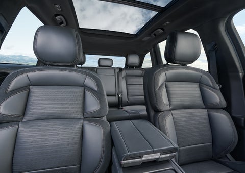 The spacious second row and available panoramic Vista Roof® is shown. | Oliver Lincoln in Plymouth IN